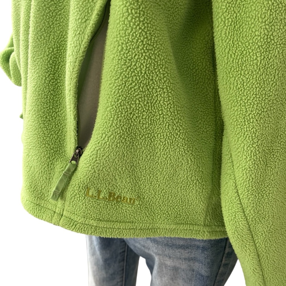 Vintage 90s L.L.Bean quarter snap fleece pullover with pockets green XL Reg - Picture 8 of 14